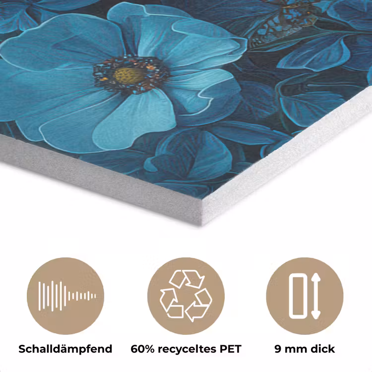 Vrouw - Bloemen - Blauw - Aesthetic - Luxe PET vilt klein -closeup_DE