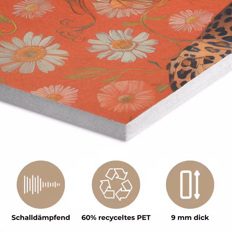 Vrouw - Kleurrijk - Dierenprint - Bloemen PET vilt klein -closeup_DE