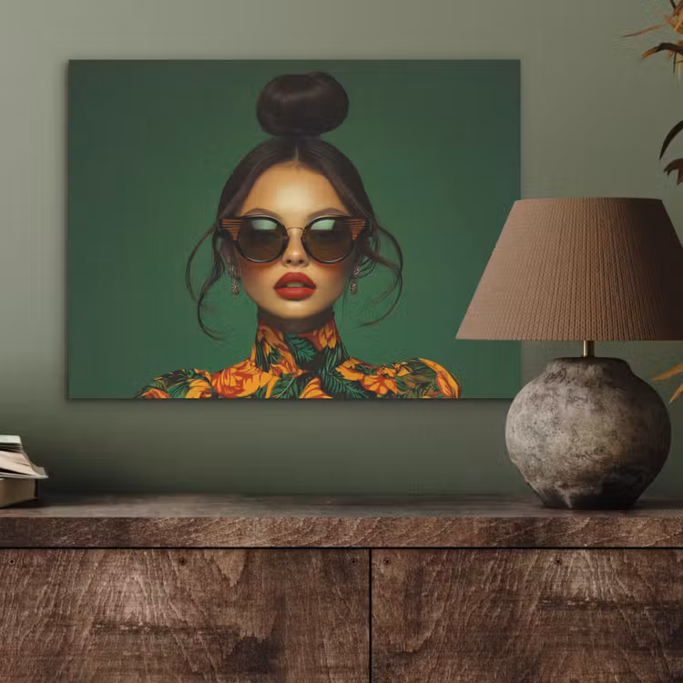 Vrouw - Groen - Modern - Bril - Abstract PET vilt klein -sfeer2