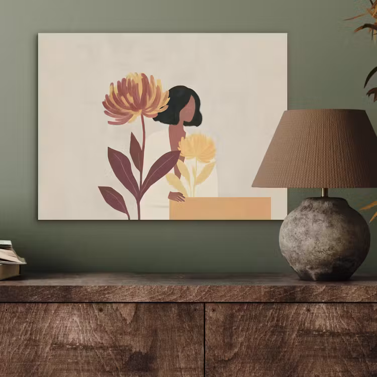 Vrouw - Minimalistisch - Bloem PET vilt klein -sfeer2