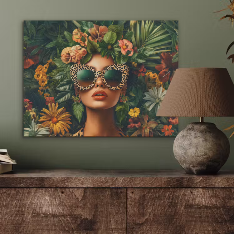 Vrouw - Panterprint - Jungle - Natuur - Luxe PET vilt klein -sfeer2