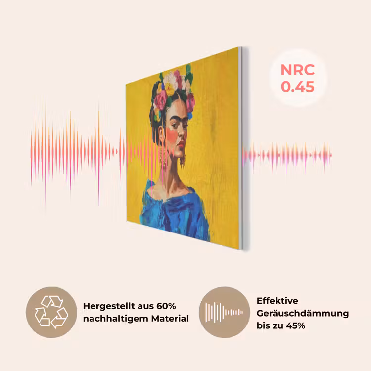 Frida Kahlo - Vrouw - Geel - Blauw - Bloemen PET vilt klein -USP_DE