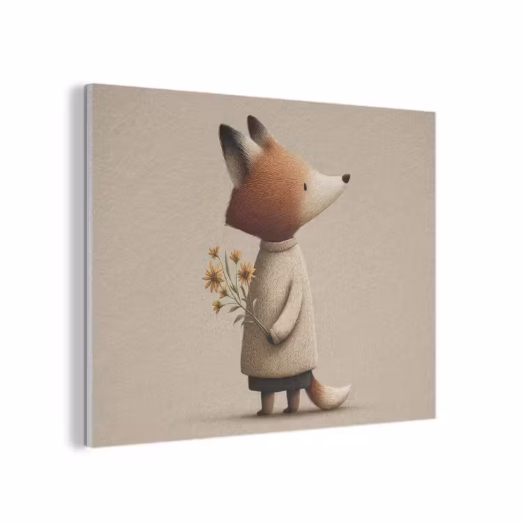 Vos - Gele bloemen - Minimalistisch PET vilt klein -3d