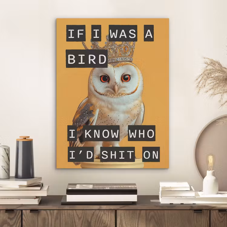Geel - Uil - Vogel - Decoratie PET vilt klein -sfeer1