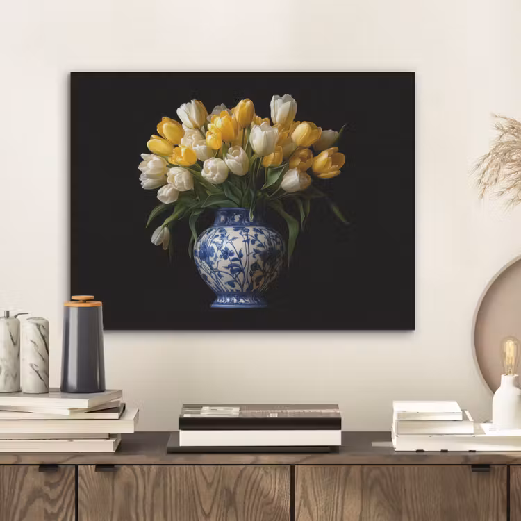 Geel - Tulpen - Vaas - Bloemen PET vilt klein -sfeer1