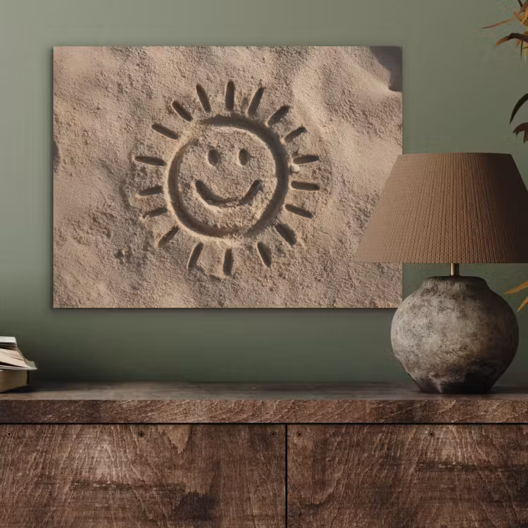 Gezichtje - Zon - Zand - Getekend PET vilt klein -sfeer2