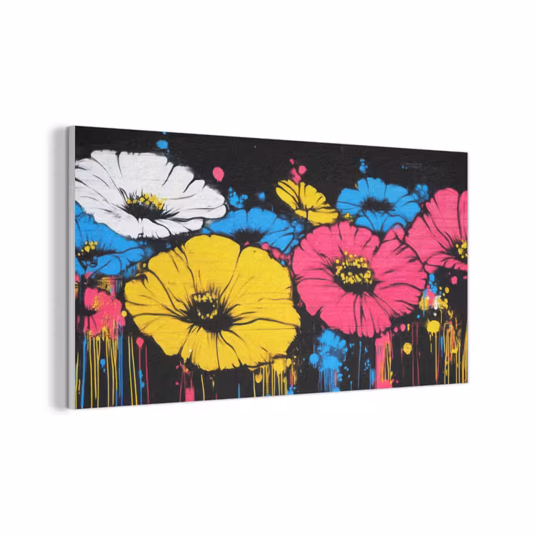 Graffiti - Bloemen - Kleur PET vilt middel -3d