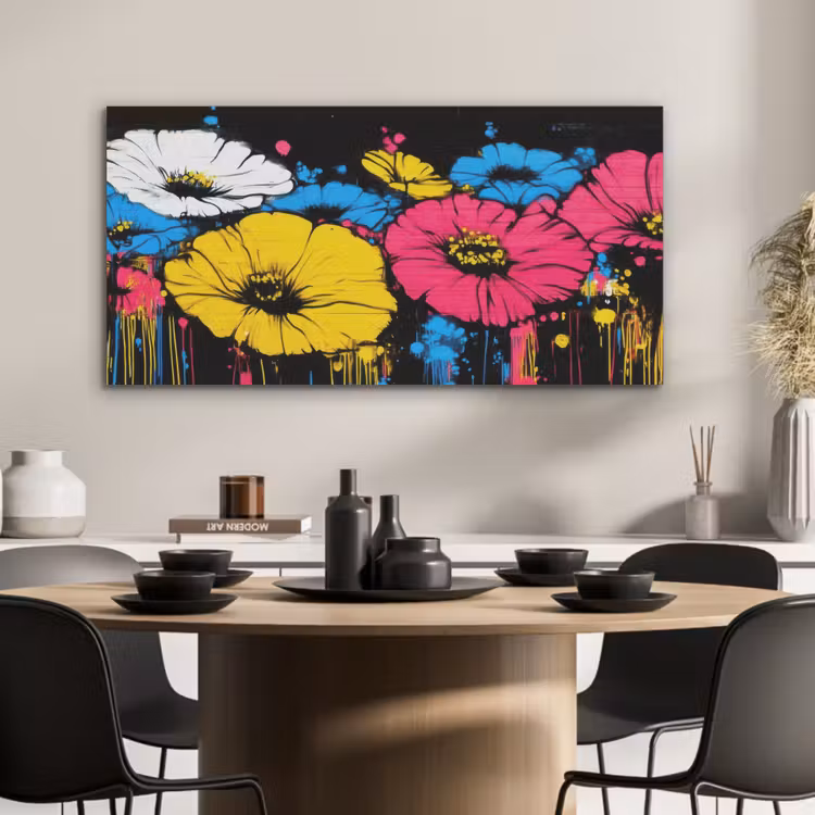Graffiti - Bloemen - Kleur PET vilt middel -sfeer1