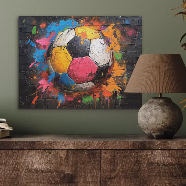Graffiti - Voetbal - Muur - Street art - Sport PET vilt klein -sfeer2