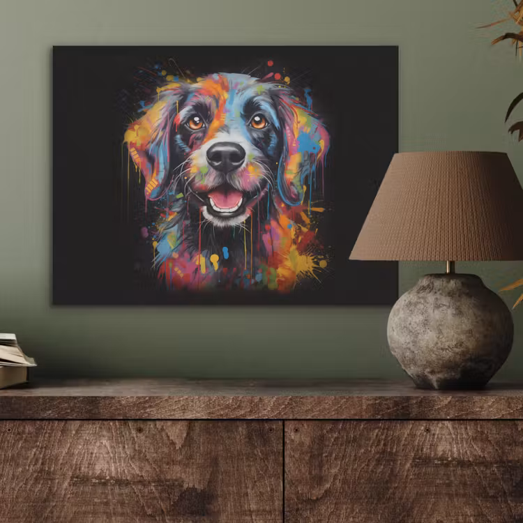 Graffiti - Hond - Zwart - Kleuren PET vilt klein -sfeer2