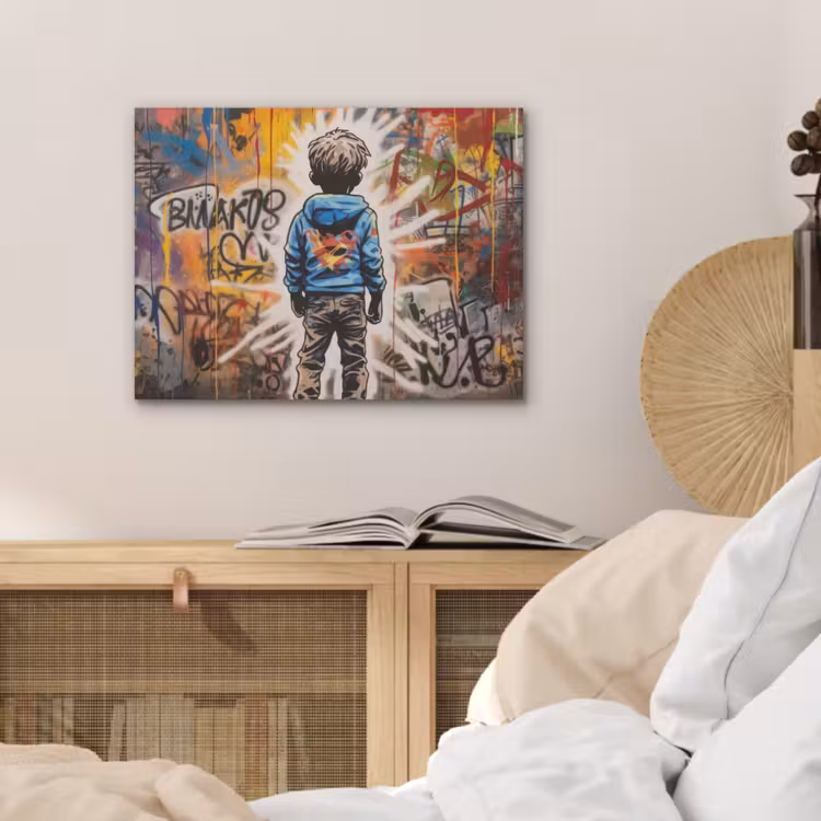 Graffiti - Jongen - Kleuren - Kunst - Street Art PET vilt klein -sfeer3