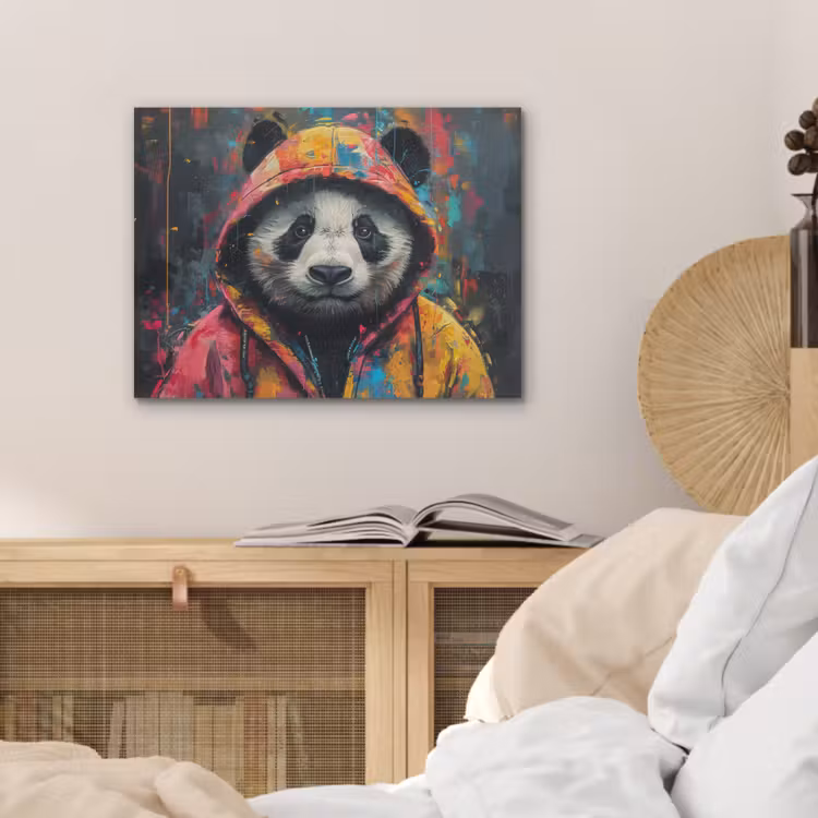Graffiti - Panda - Jas - Kleurrijk PET vilt klein -sfeer3