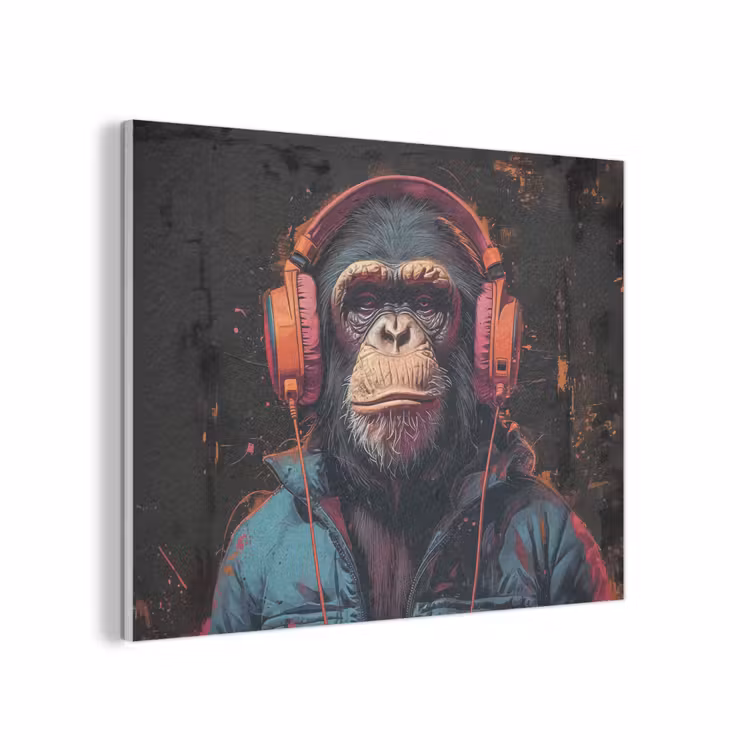 Graffiti - Chimpansee - Koptelefoon - Aap PET vilt klein -3d