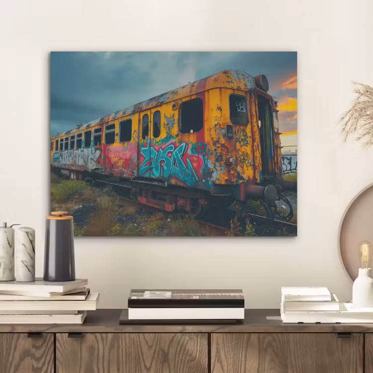 Graffiti - Trein - Street art - Verlaten PET vilt klein -sfeer1