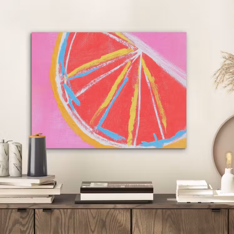 Grapefruit - Geschilderd - Roze - Strepen PET vilt klein -sfeer1