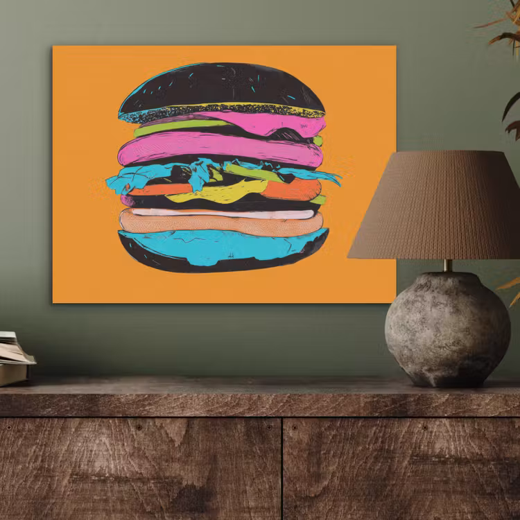Hamburger - Kleurrijk - Speels PET vilt klein -sfeer2