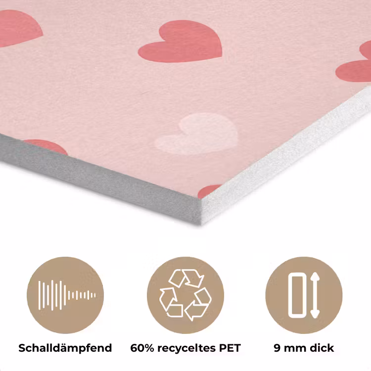 Hartjes - Patroon - Roze - Eenvoudig PET vilt klein -closeup_DE