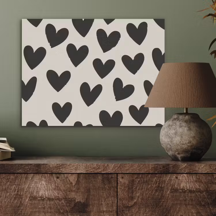 Hartjes - Zwart - Beige PET vilt klein -sfeer2