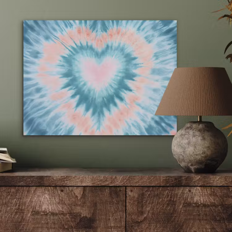 Hartvormig - Tie dye - Pasteltinten - Lichtgroen PET vilt klein -sfeer2