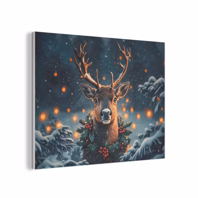 Hert - Kerst - Winter - Sneeuw - Kerstkrans PET vilt klein -3d