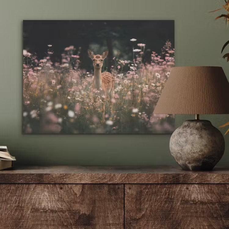 Hert - Wilde bloemen - Bos PET vilt klein -sfeer2