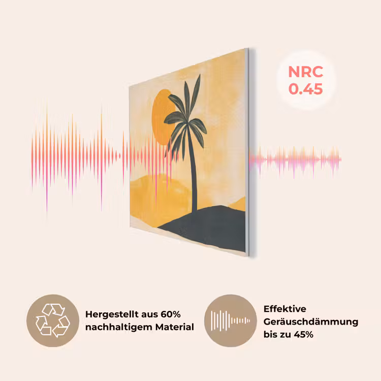 Illustratie - Palmboom - Zon - Heuvels PET vilt klein -USP_DE