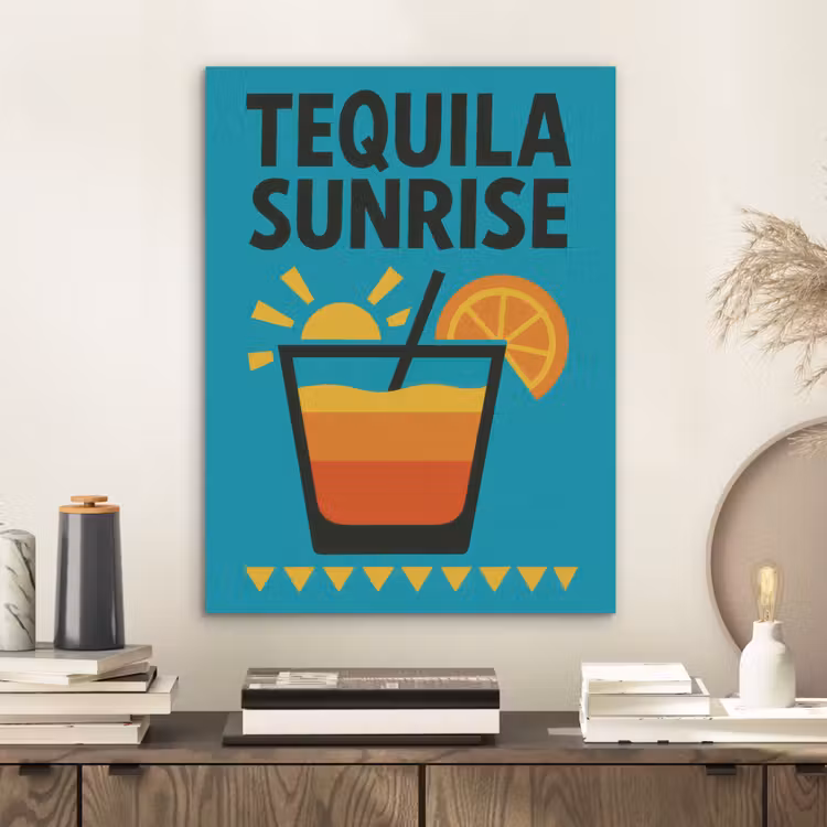Illustratie - Tequila - Glas - Blauw PET vilt klein -sfeer1
