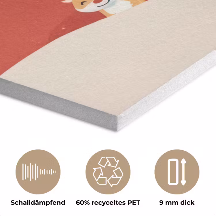 Illustratie - Kerstman - Rendieren - Rood PET vilt klein -closeup_DE