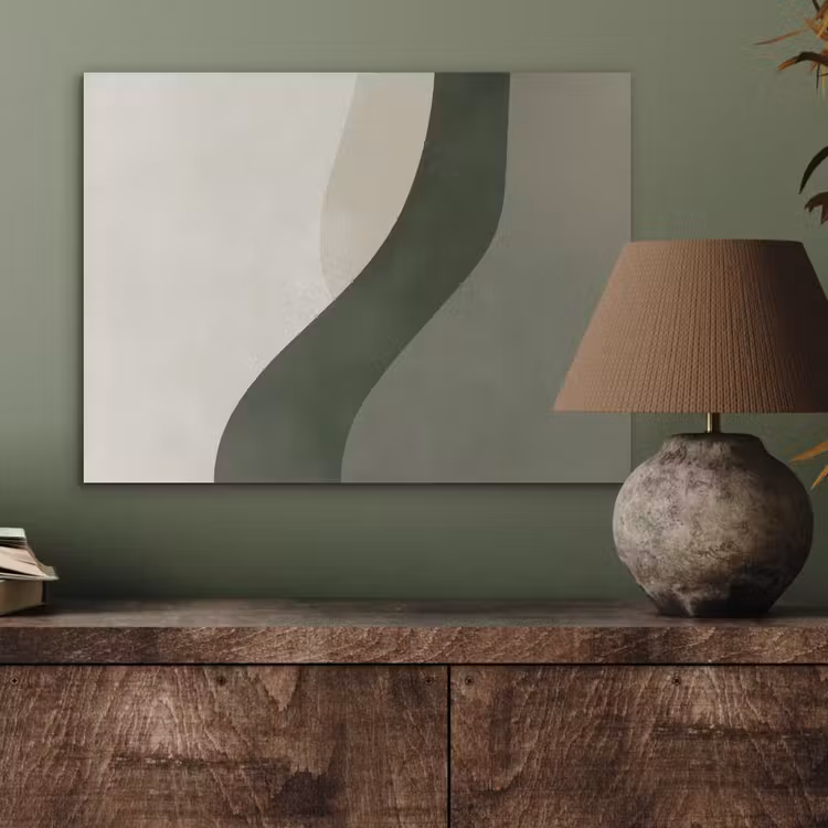 Japandi - Groen - Abstract - Modern PET vilt klein -sfeer2