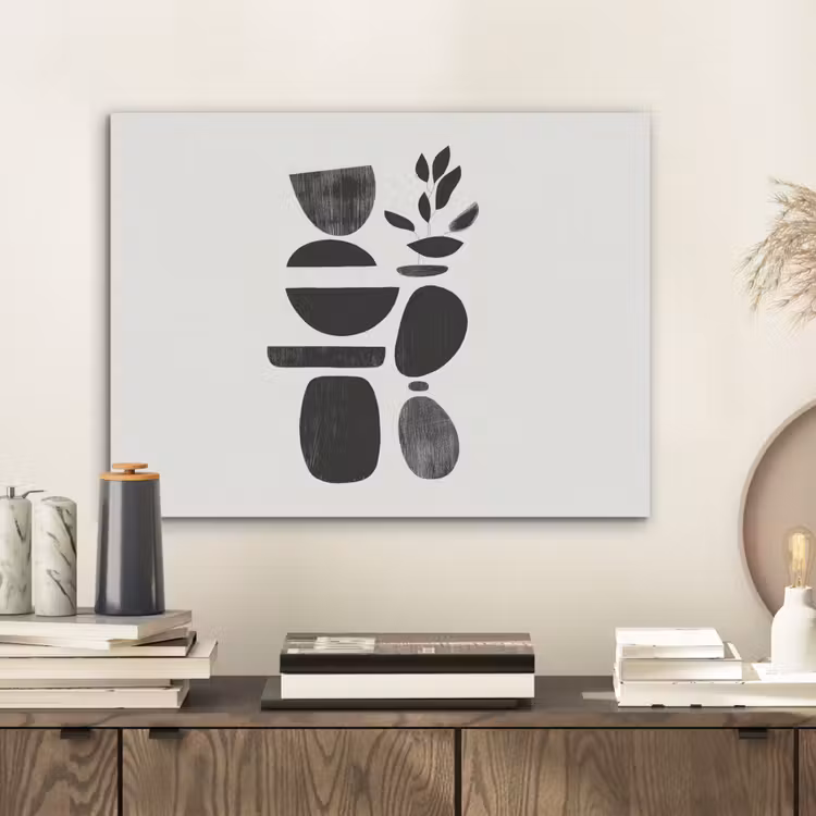 Japandi - Zwart - Abstract PET vilt klein -sfeer1
