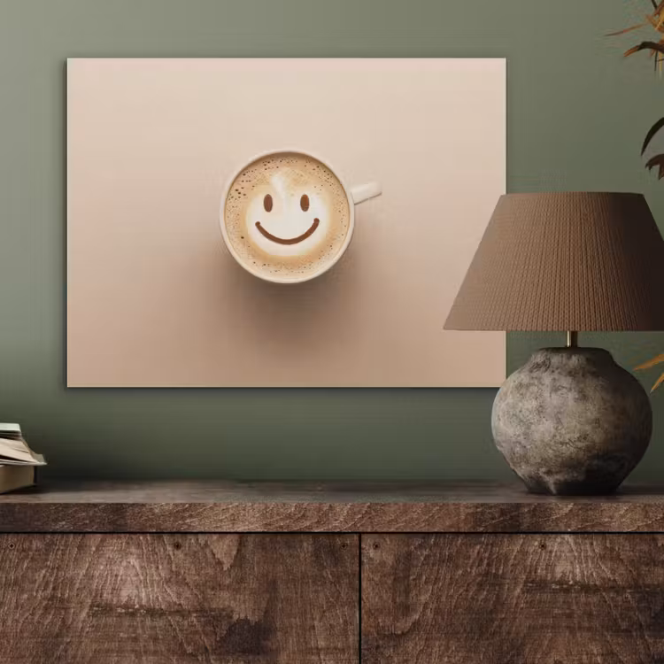 Koffie - Melkschuim - Lach - Beige PET vilt klein -sfeer2