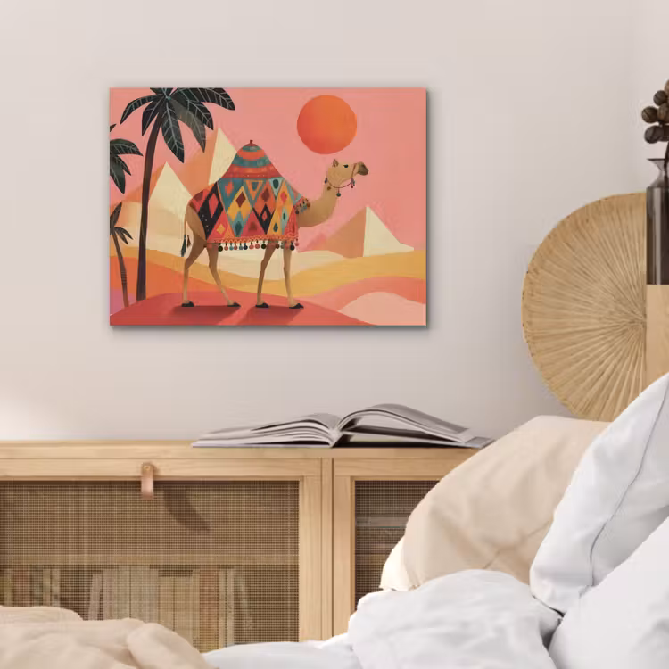 Kameel - Pyramides - Rode zon PET vilt klein -sfeer3
