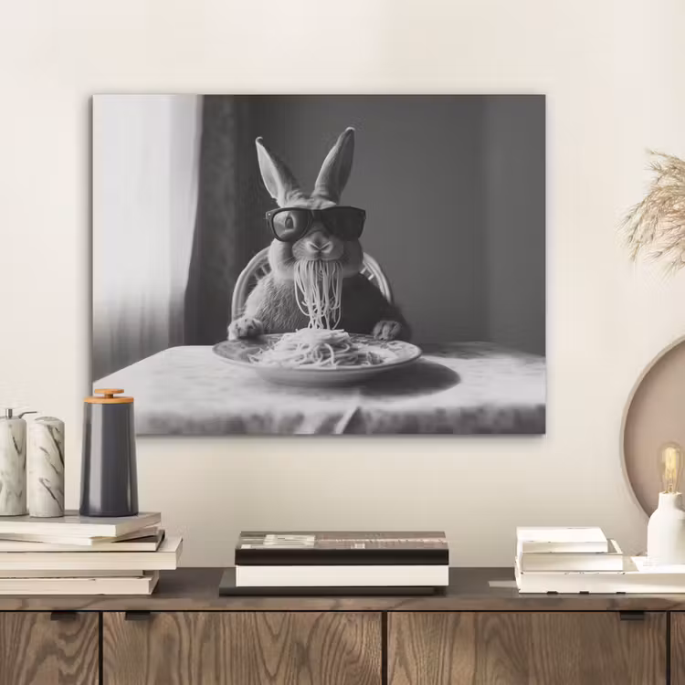 Konijn - Bunny - Zonnebril - Tafelkleed - Pasta - Schattig PET vilt klein -sfeer1