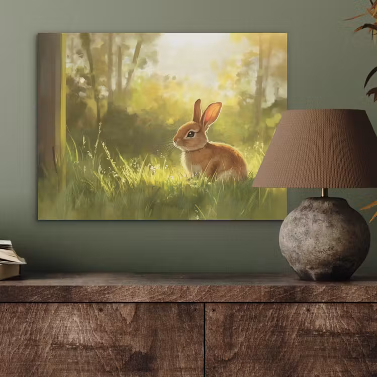 Konijn - Zonlicht - Bos PET vilt klein -sfeer2