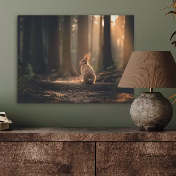 Konijn - Bos - Zonnestralen PET vilt klein -sfeer2