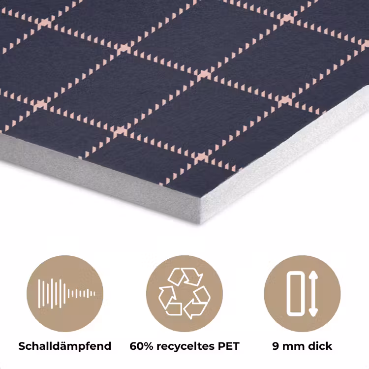 Plaid - Patroon - Blauw - Roze PET vilt klein 837 -closeup_DE
