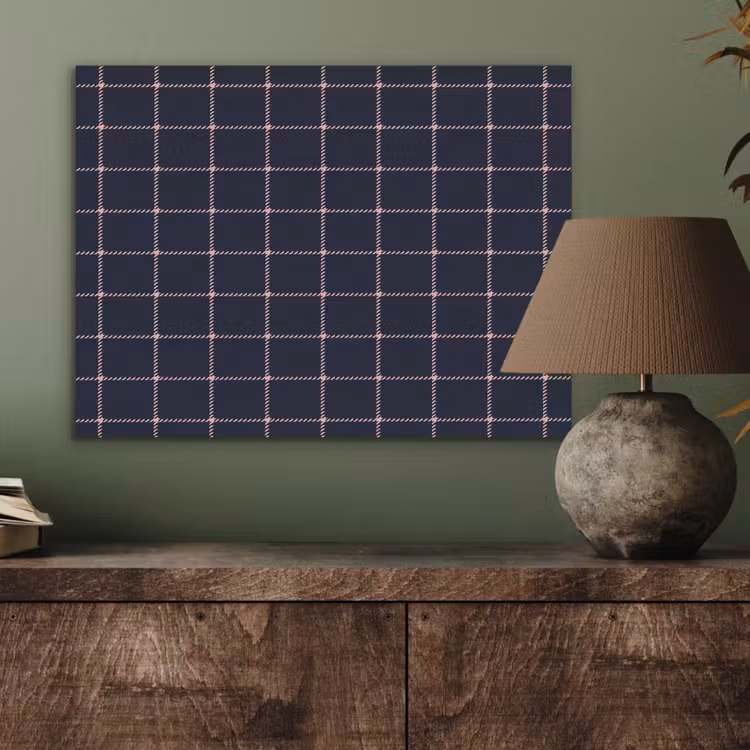 Plaid - Patroon - Blauw - Roze PET vilt klein 837 -sfeer2