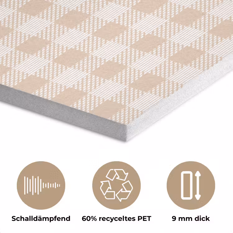 Plaid - Patroon - Vierkant - Beige PET vilt klein 837 -closeup_DE