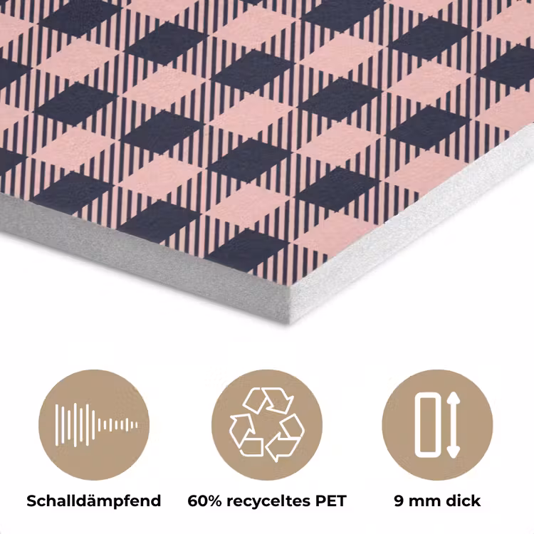 Plaid - Patroon - Roze - Zwart PET vilt klein 837 -closeup_DE