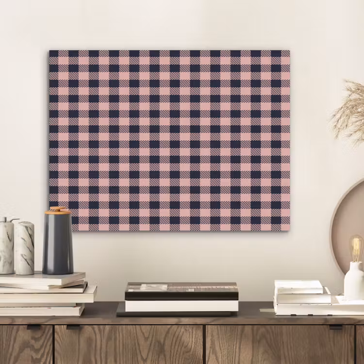 Plaid - Patroon - Roze - Zwart PET vilt klein 837 -sfeer1