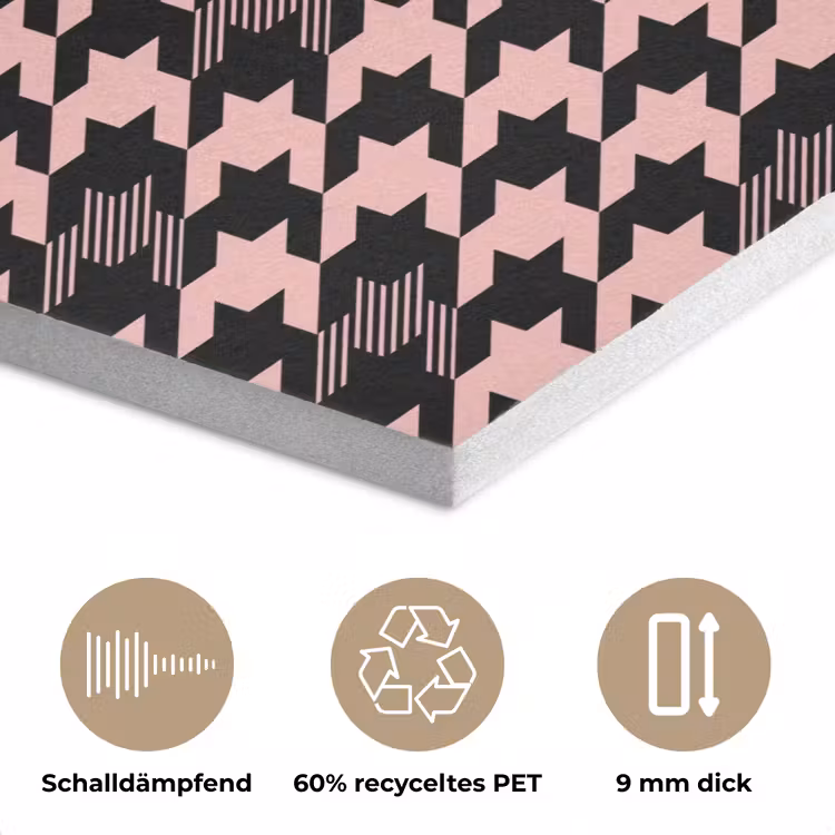 Plaid - Patroon - Zwart - Roze PET vilt klein 837 -closeup_DE
