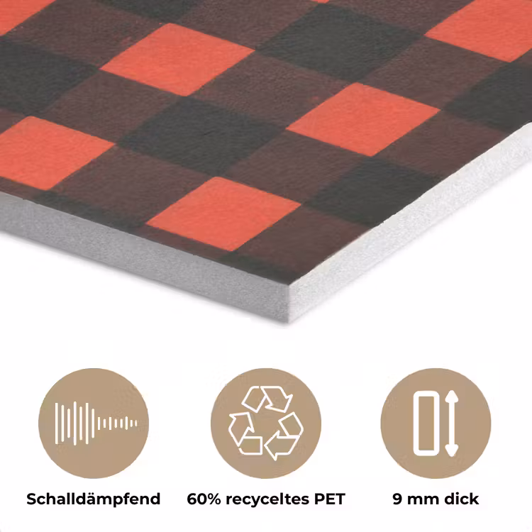 Geruit - Rood - Tekst - Christmas PET vilt klein -closeup_DE