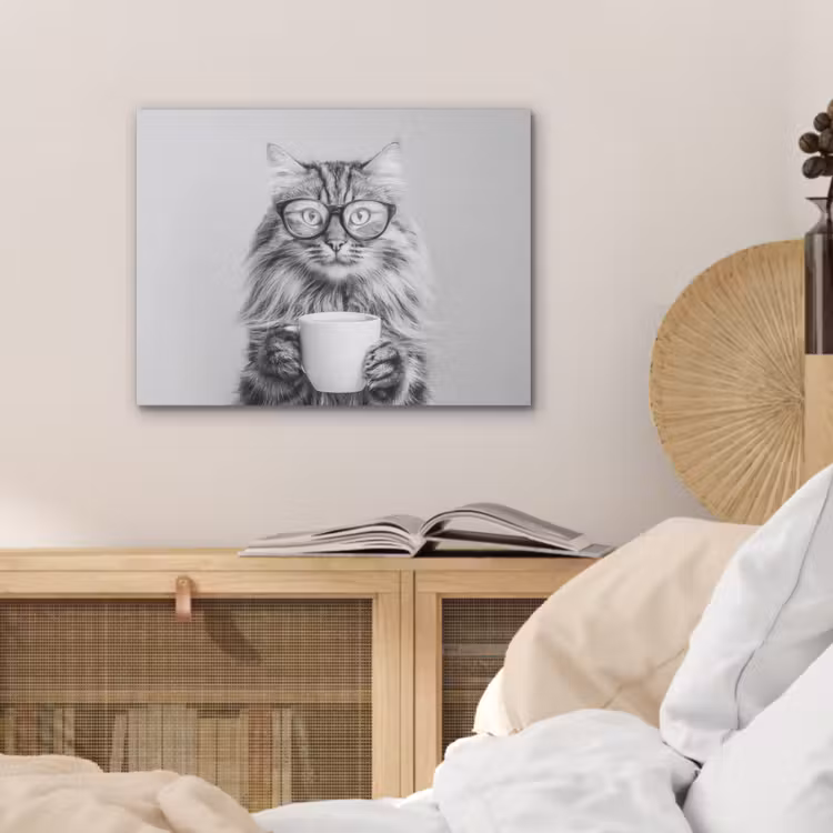 Kat - Bril - Mok - Pluizig PET vilt klein -sfeer3