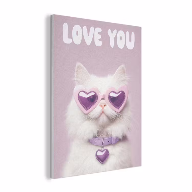 Kat - Love - Paars - Valentijn PET vilt klein -3d