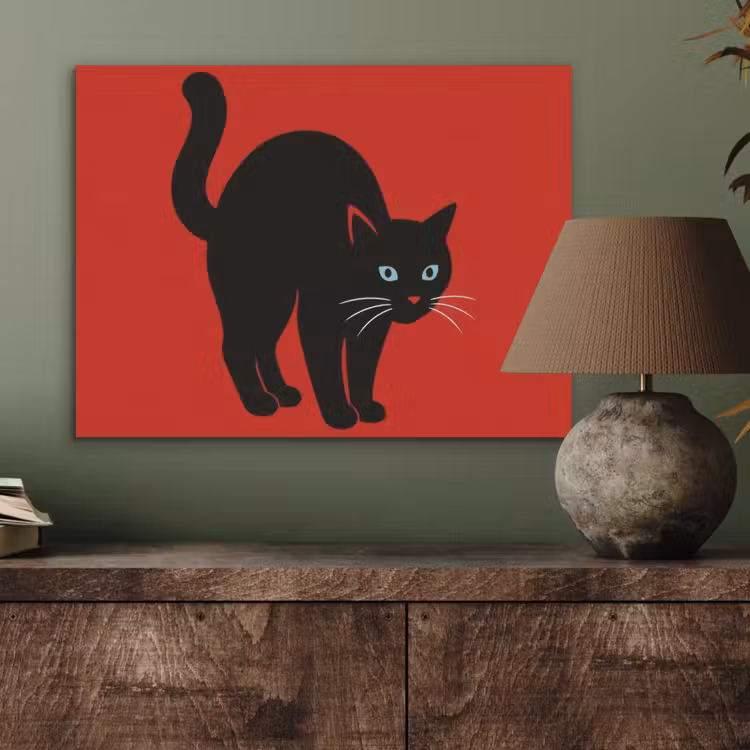 Kat - Zwart - Staart PET vilt klein -sfeer2