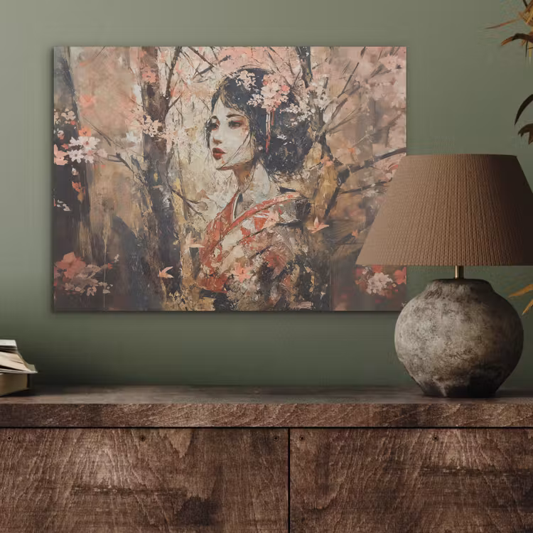 Kimono - Vrouw - kersenbomen PET vilt klein -sfeer2