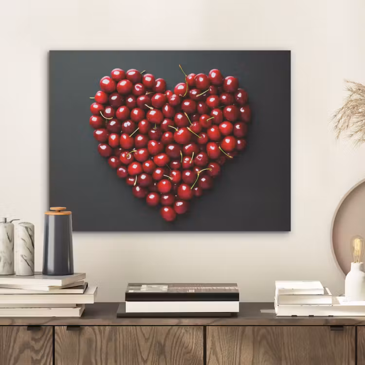 Kersen - Hart - Rood - Zwart PET vilt klein -sfeer1