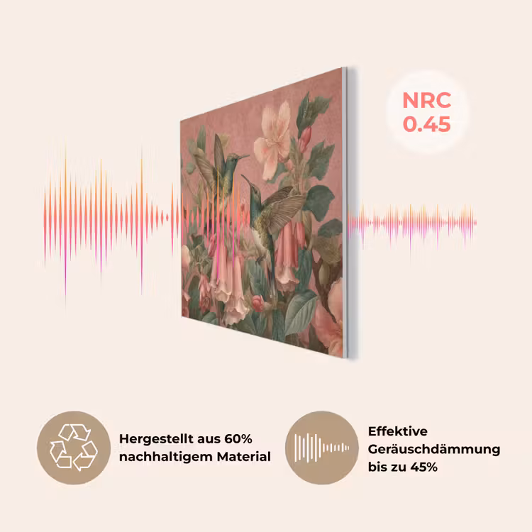 Kolibries - Bloemen - Groen - Roze PET vilt klein -USP_DE
