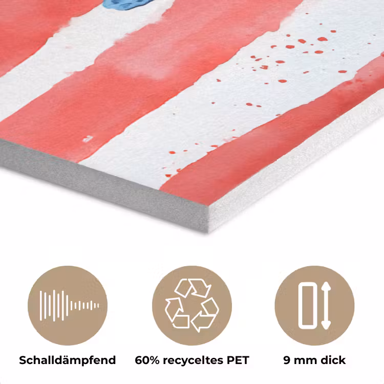 Koraal - Verfstructuur - Rood - Blauw PET vilt klein -closeup_DE
