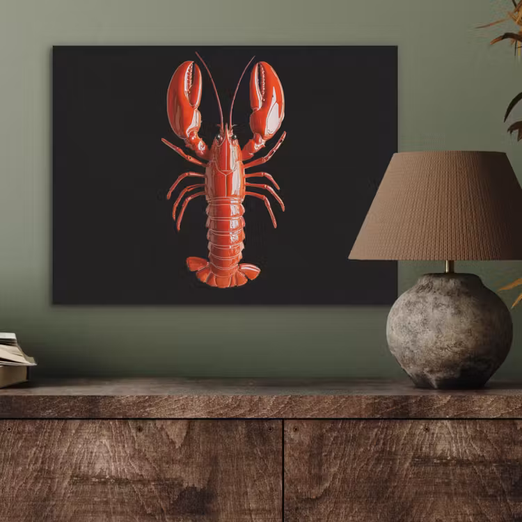 Kreeft - Glossier Rood - Zwart PET vilt klein -sfeer2